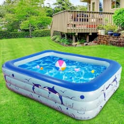 Piscina Inflável Aprimorada 2025, Piscina Inflável para Crianças e Adultos, Piscina Grande e Resistente para o Quintal da Família.(Azul)