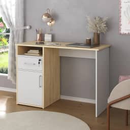 Escrivaninha Versátil para Home Office com 1 Armário e 1 Gaveta com Chave Hall Artany