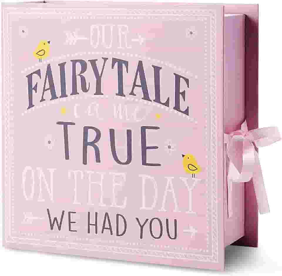 VOTUM Caixa de lembrança de bebê para memórias preciosas, conto de fadas - leve, caixas feitas à mão com 9 compartimentos etiquetados para as primeiras memórias - Presentes de chá de bebê de gênero