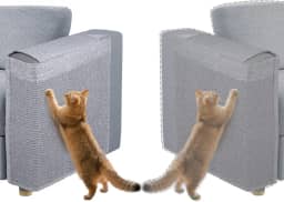 Protetor de móveis para gatos com sisal natural para proteger móveis de sofá, poltrona, sem mão (cinza claro)