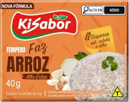 KiSabor, Faz Arroz com Alho Extra, 5 Sachês de 8 Gramas