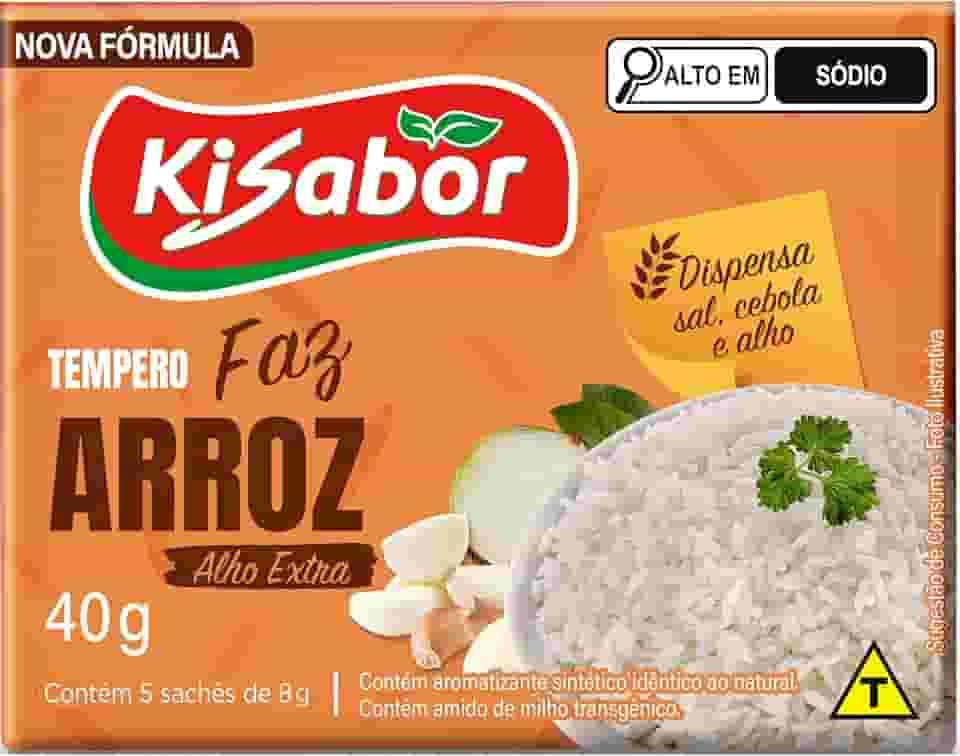 KiSabor, Faz Arroz com Alho Extra, 5 Sachês de 8 Gramas
