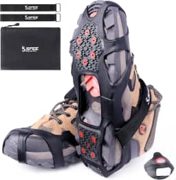 Sfee Grampos de Gelo Crampons, V3 Grampos de Gelo de Tungstênio para Sapatos e Botas Crampons para Botas de Caminhada Grampos de Gelo para Mulheres Homens Crianças Chuteiras de Tração para Caminhar Na