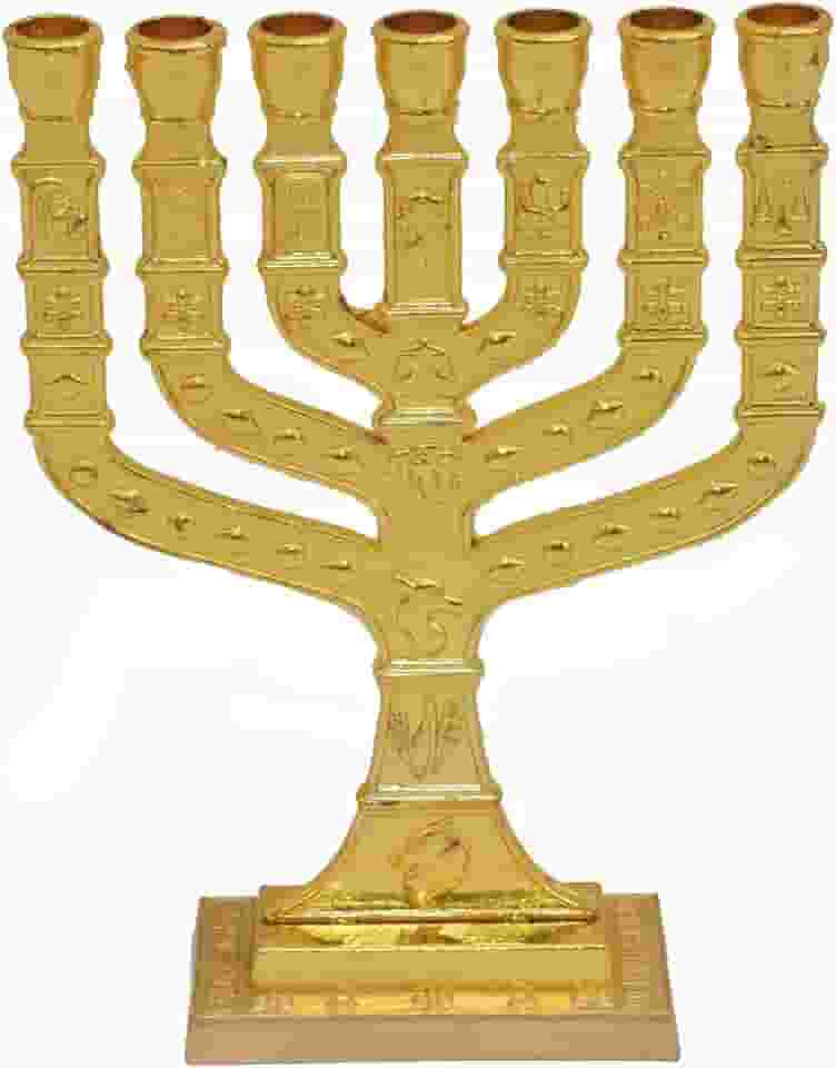 Candelabro Sete Pontas - Menora 12cm - 12 Tribos - De Israel - Dourada