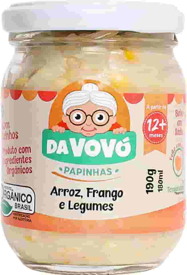 Da Vovó, Papinha infantil, Linha+12, Orgânica, Sabor Arroz, Frango e Legumes, 200ml