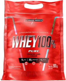 Integralmédica - Whey Protein Concentrado Cookies and Cream 100% Pure - 21g de Proteína por Scoop, Suplementação Alimentar Pós-Treino, Fórmula Enriquecida com BCAAs - Pouch 900g