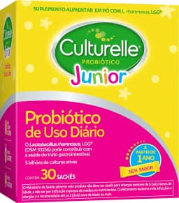 Culturelle Probiótico Júnior, Com Lactobacilos, Sem Glúten, Sem Lactose, Para Bebês, Crianças e Adolescentes a partir de 1 ano, Sem Sabor, 30 Sachês