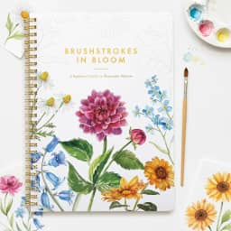 Lindo caderno de exercícios em aquarela para iniciantes - Livro de colorir de água relaxante e fácil de pintar com desenhos florais em papel premium - perfeito para presentear para despertar