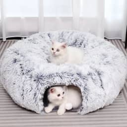 YUYAFN Túnel de pelúcia para gatos com cama para gatos internos, túnel multifuncional para gatos pequenos, médios e grandes, filhotes de coelho (cinza)
