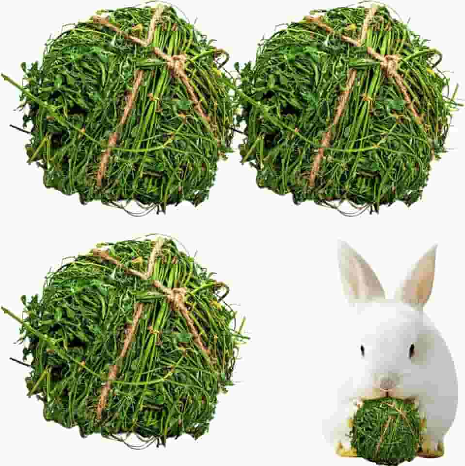 3 peças bola de mastigar coelho alfafa moagem pequenos animais atividades brinquedos de mastigar para coelhos, coelhos, hamster, porquinhos-da-índia, gerbils