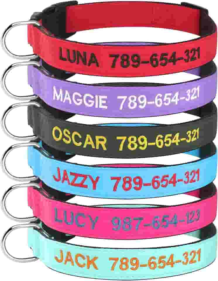 Kuley Coleira de Cachorro Personalizada, Bordada com Nome e Número de Telefone para Cães Extra-pequenos Pequenos Médios Grandes