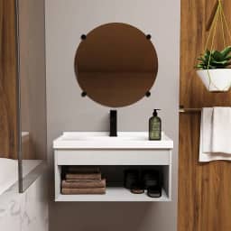 Gabinete Armario para Banheiro 100% MDF com Cuba - Livorno Lineo 60cm