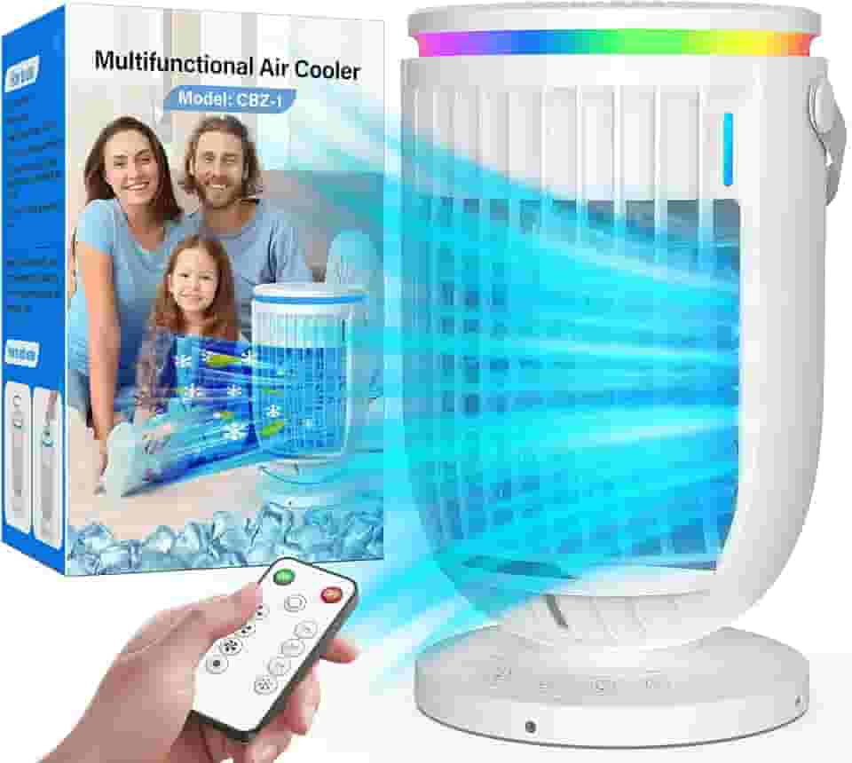 AC Portátil para Sala de Escritório, Ventilador de Ar Condicionado Portátil AI com Função Rotativa de 120°, Mini Condicionadores de Ar JYew Evaporativo, Unidade AC Portátil com Umidificador 4 em 1