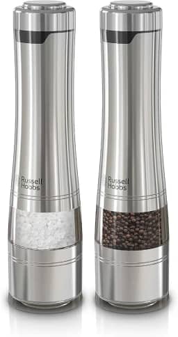 Russell Hobbs Moedores elétricos de sal e pimenta RHPK4100, inoxidável, conjunto de 2 moedores