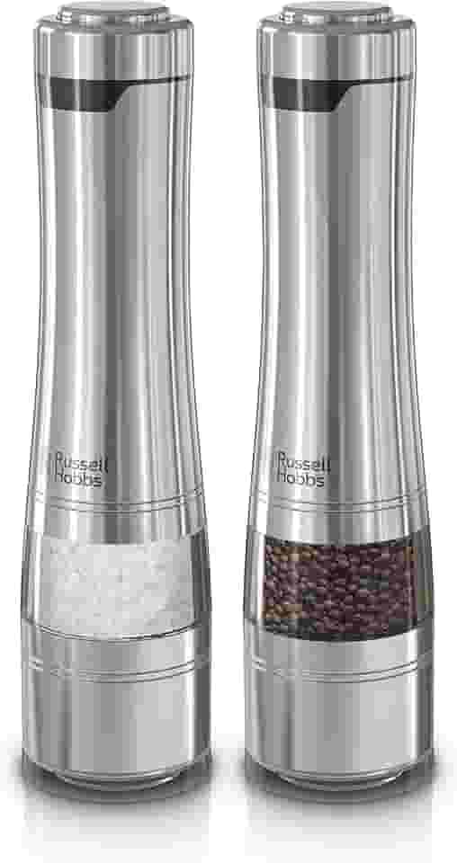 Russell Hobbs Moedores elétricos de sal e pimenta RHPK4100, inoxidável, conjunto de 2 moedores