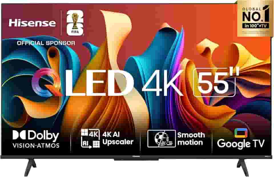 Hisense Smart TV UHD 4K QLED 55' Polegadas 55Q6N Google TV com HDR10+, Dolby Atmos, Sports Mode, Game Mode Plus e Compatível com Alexa