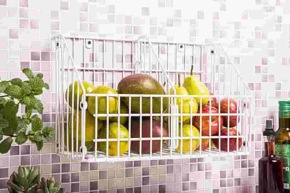 Fruteira de Parede Organizador Multi-Ambiente de Armazenamento em Aço Grande - By K80 (Branco)