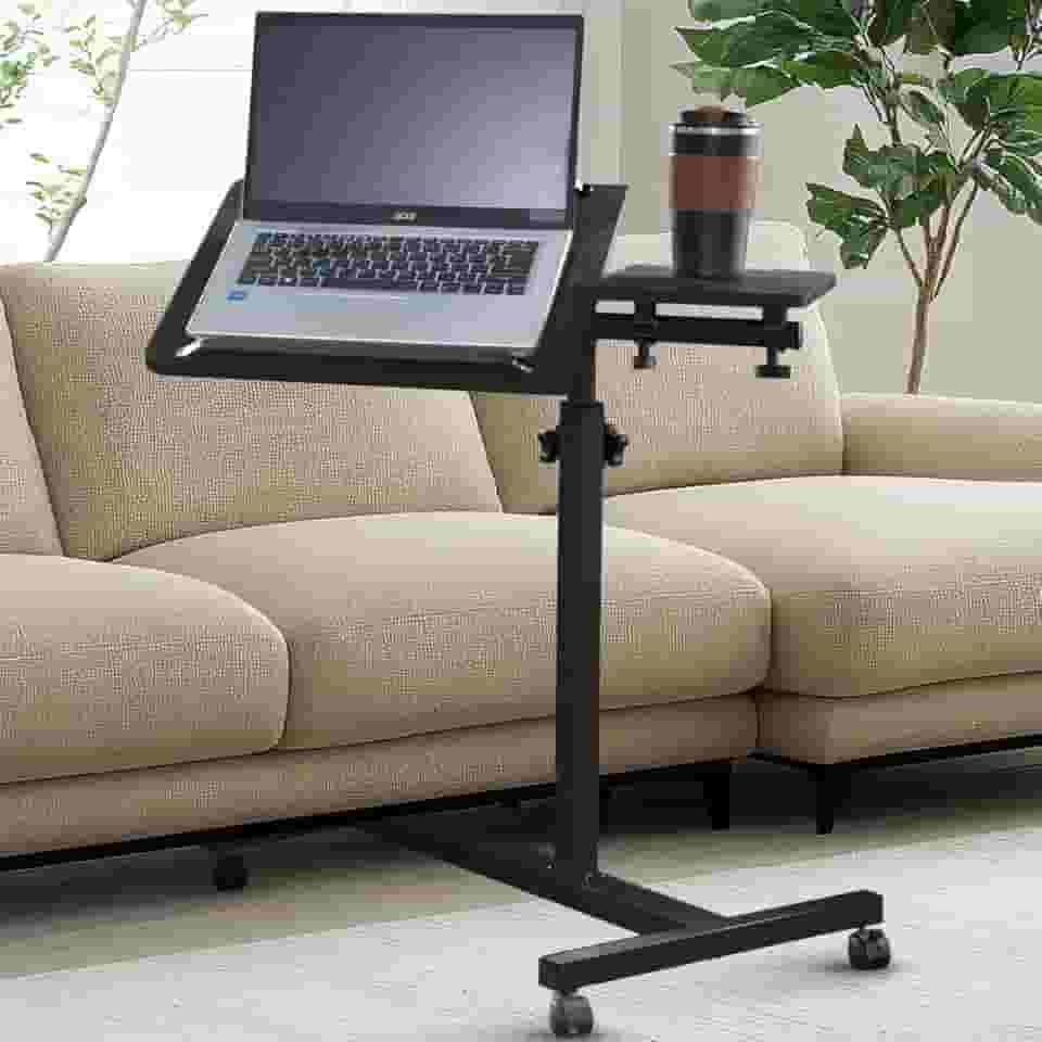 Mesa Portatil Ergonomica Notebook Cama Sofa Altura Reguláve Branco com Ajuste de Altura e Rodas Travas,Mesa para Computador Regulagem Altura