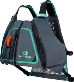 Owntop Jaquetas de Natação para Adultos, Alça de Segurança Ajustável, Colete de Natação Masculino E Feminino, Caiaque, Coletes de Flutuação para Pesca, Natação, Stand-Up Paddle (Cinza-Verde, M/L)