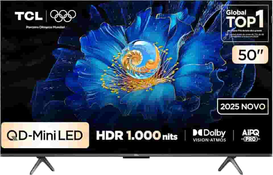 Smart TV TCL 50 Polegadas QLED Mini LED 4K C6KS WiFi Bluetooth Google TV HDR10+ Dolby Atmos 50C6KS