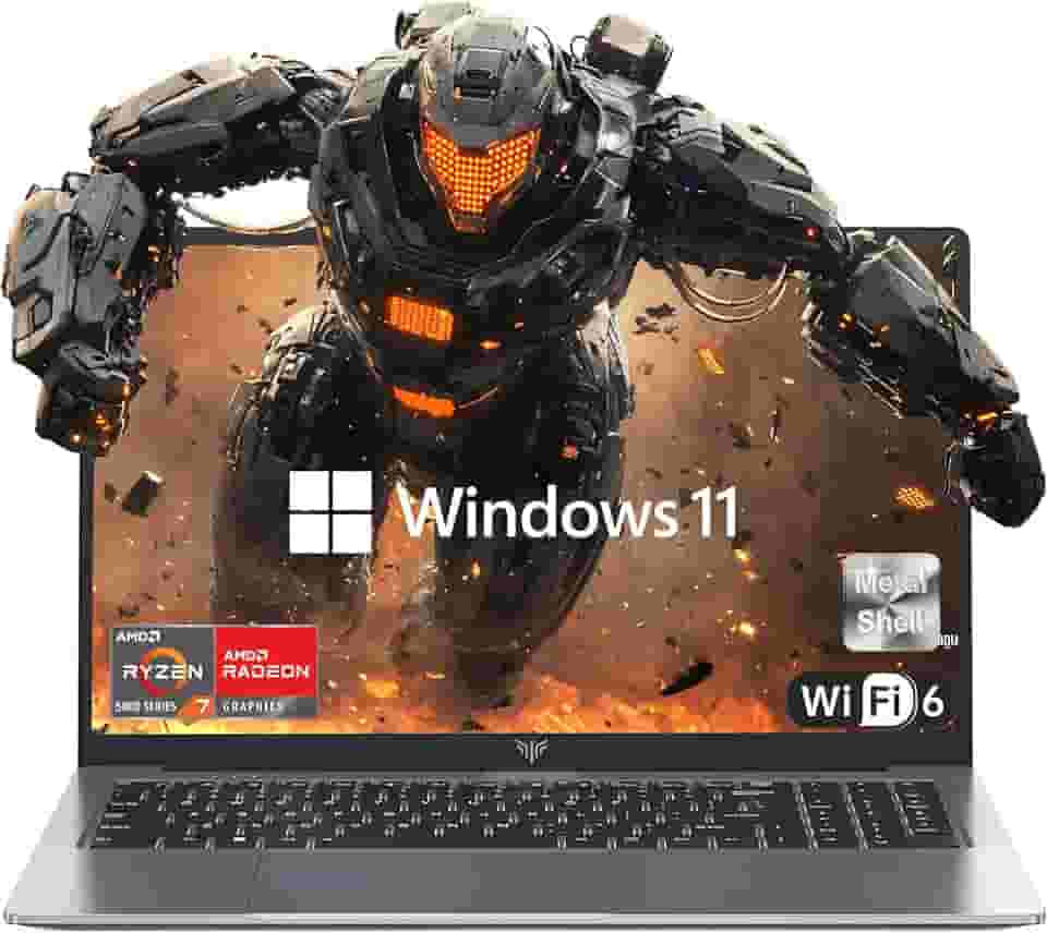 Laptop para jogos 2025, laptop de 15,6 polegadas com AMD Ryzen 7 5700U (8C/16T, até 4,3 GHz), 16 GB de RAM, SSD NVMe de 512 GB, laptop Windows 11, placa de vídeo Radeon RX Vega 8, WiFi 6