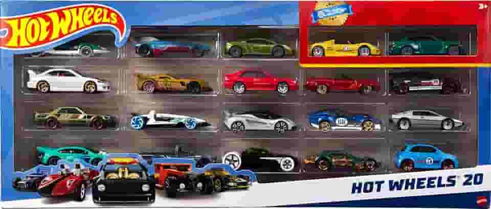 Hot Wheels Diecast Veículo de Brinquedo Pacote Surpresa 20 carros para crianças a partir de 3 anos