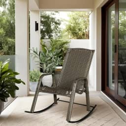 Cadeira Balanço Aconchego Poltrona para Varanda Descanso Àrea Jardim Fibra Sintética (Junco cor Argila)