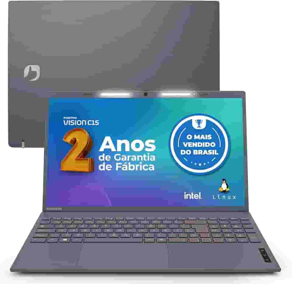 Notebook Positivo Vision C15 Lumina Bar Celeron, 8GB 128GB eMMC, Tela 15 polegadas HD Antirreflexo, Linux, Tecla Link, Cinza - 2 ANOS DE GARANTIA