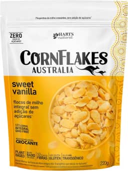 Hart's Natural Cereal Matinal Cornflakes Australia, Sem Adição de Açucar, Sem Glúten, Sem Lactose, Vegano, 100% Natural, Alto em Fibras, 220g