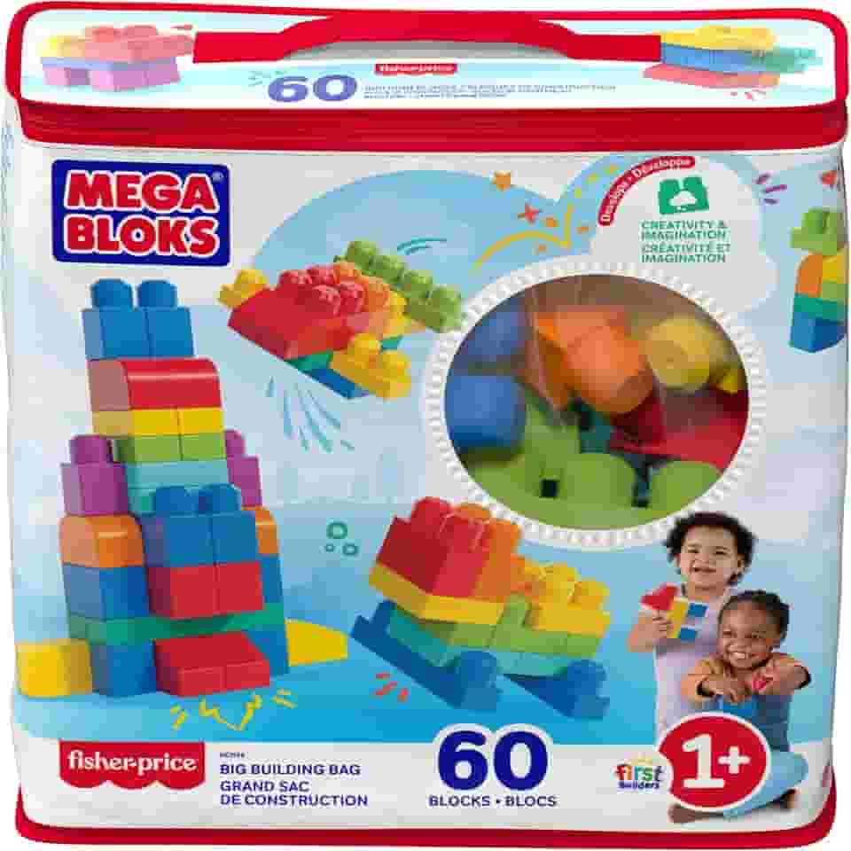 Mega Bloks Jogo de Construção Bolsa Clássica com 60 Blocos para crianças a partir de 1 ano
