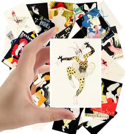 Adesivos grandes (24 peças 6,3 cm x 8,9 cm cada) Cartazes de filme estilo desenho animado antigo legal vintage cartões postais retrô cartão de felicitações livro ilustração reimpressão