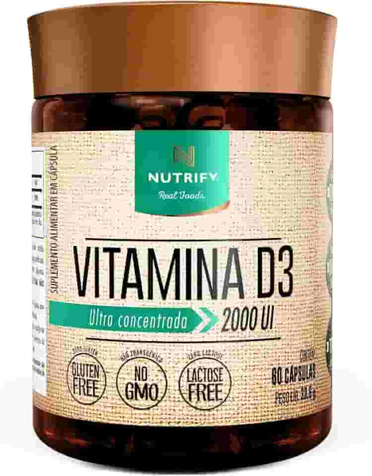 Nutrify - Vitamina D3 60 Caps - 50 mcg por Cápsula - Saúde Óssea e Imunidade - Sem Glúten