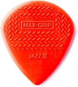Palheta de guitarra Dunlop 471P3N Max Grip Jazz III, vermelho, pacote com 6