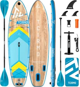 Tcirmo Prancha De Stand Up Paddle Inflável Para Adultos, 10'6'' X 33'' 6'', Sup Durável Com Remo Lâmina Dupla E Acessórios Completos, Capacidade 390 Lbs, Estável Amigável Iniciantes, Design À Prova