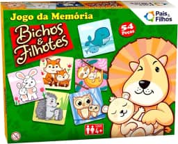 Pais & Filhos, Jogo da Memória, Bichos e Filhotes, 54 Peças, Multicor