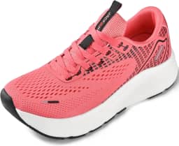 Sapatos femininos com bico largo, suporte de arco, tênis para corrida, caminhada, atlético, ortopédico, fascite plantar, treino, com almofada grossa, sola de gota zero, Vermelho rosa, 9 Wide