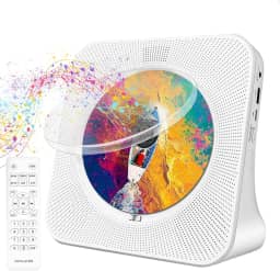 CD Player Portatil, Rádio FM, 110-220V Toca Cd Portatil, Leitor de CD com Alto-Falantes Duplos Integrados, Radio CD Player de HiFi, Suporte CD, Bluetooth, Unidade USB, AUX, Temporizador, Loop