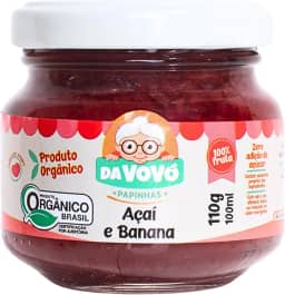 Da Vovó, Papinha infantil de Frutas, 100% Fruta, Orgânica, Sabor Açaí e Banana, 100ml