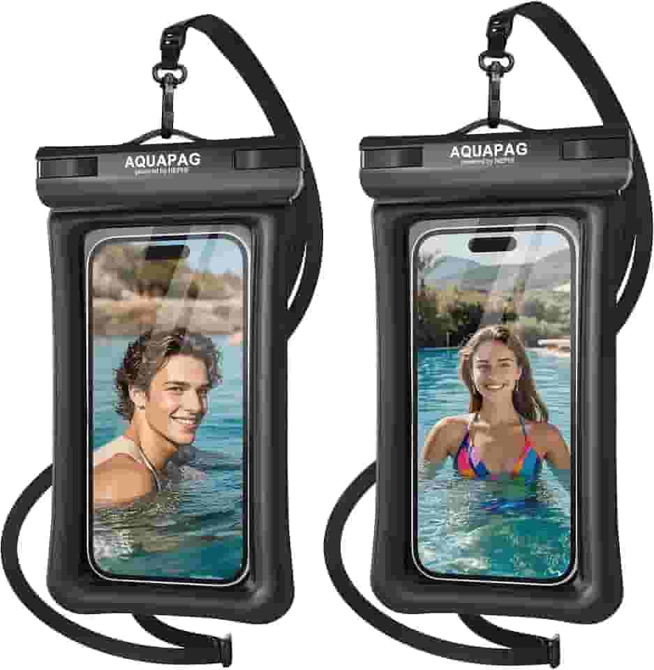 NEPHI IPX8 Bolsa de telefone flutuante à prova d'água 2 pacotes de até 8 polegadas, capa de telefone flutuante para iPhone Andriod, bolsas secas para férias, praia, piscina, caiaque, cruzeiro, viagem
