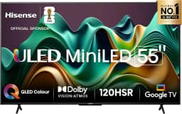 Hisense Smart TV UHD 4K Mini LED 55' Polegadas 55U6N Google TV, Processador com AI, HDR10+, Dolby Atmos, Sports Mode, Game Mode Plus e Compatível com Alexa