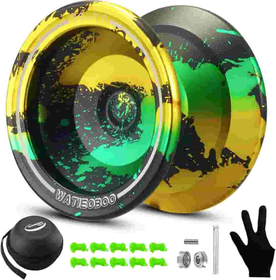 WATIEOBOO Yoyo Professional, Yoyo Responsivo Ao Metal Para Crianças Iniciantes, Yoyo Sem Resposta Para Adultos Jogadores Intermediários-Avançados Com Luva E 10 Cordas Yoyos De Reposição Modelo Wa-01