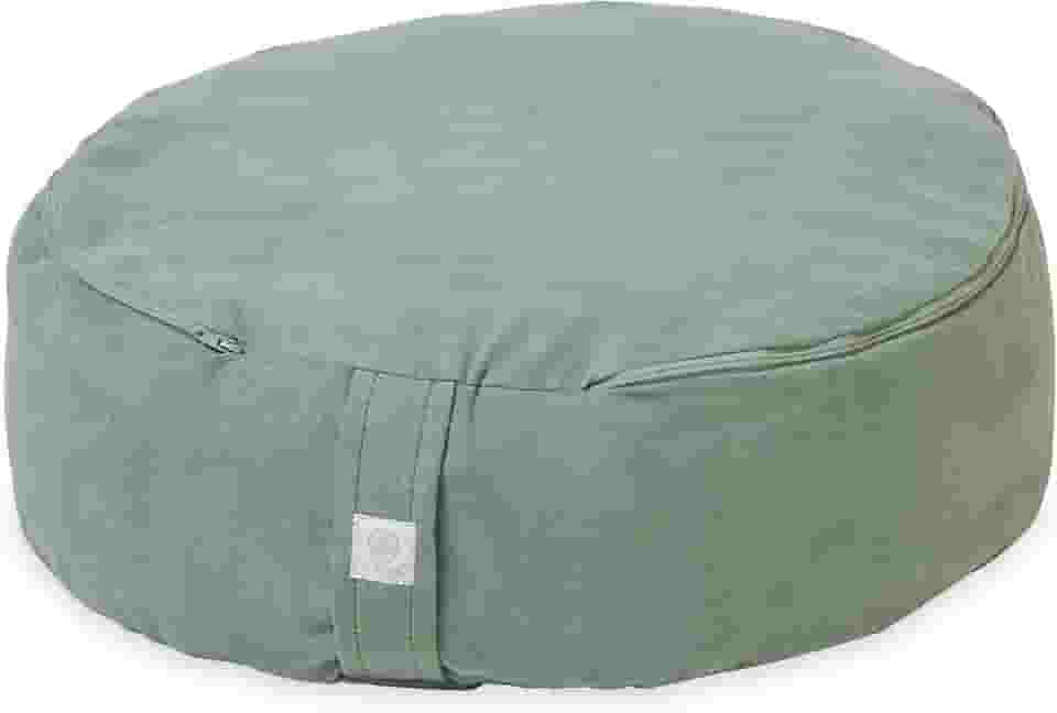 Gaiam Almofada de meditação Zafu Yoga - Almofada ergonômica de trigo sarraceno para suporte de postura, conforto personalizado com enchimento ajustável, alça de transporte, versátil para pilates e