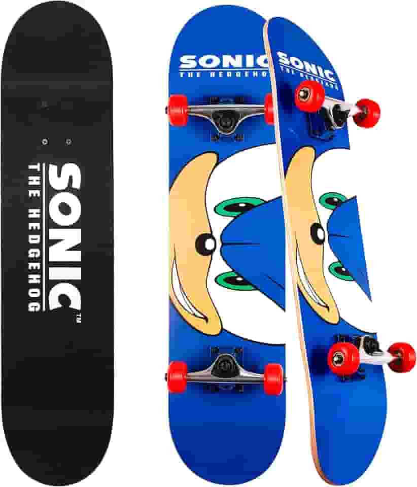 Skates Sonic Character - Skate Cruiser com rolamentos ABEC 5, deck durável, rodas lisas (escolha entre Sonic, Knuckles, Tails ou Sonic & Friends)