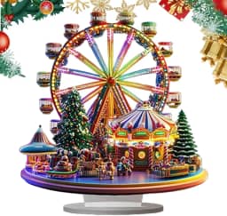 Decoração de roda gigante de Natal, ornamento de roda gigante para mesa,Ornamentos de prateleira de roda gigante de acrílico | Ornamentos de prateleira de roda gigante 2D, decoração de roda gigante de