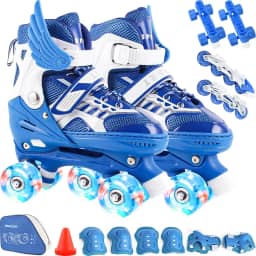 Patins Infantil 2 Em 1 Ajustável Patins 4 Rodas, Patins Quad, Patins Infantil Menina, Ajustável com Bolsa e Kit Proteção, Para meninas, meninos e iniciante