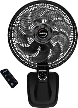 Ventilador de Parede Mallory Smart Control – Controle Remoto, Oscilação Direcionada, Potência de 140W, Sistema Smart Swing, Hélice de 15 Pás – Preto/Grafite - 220V