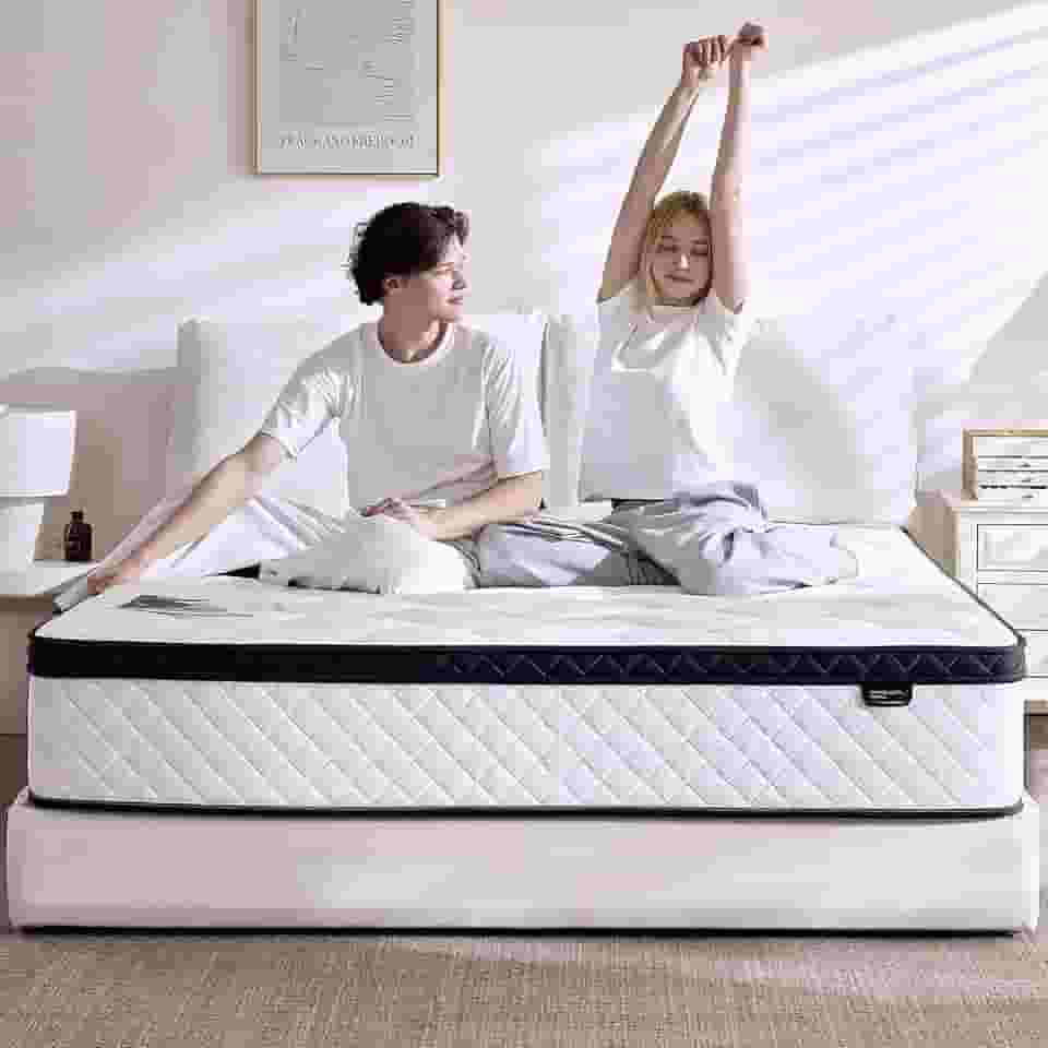 Colchão completo, colchão de tamanho completo de 25 cm em uma caixa, colchão híbrido com espuma viscoelástica e mola de bolso individual para isolamento de movimento, alívio de pressão, macio,