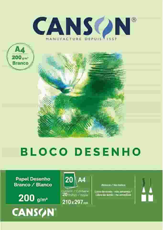 Bloco Desenho Branco A4 200g/m², Canson, 66667045, 20 Folhas