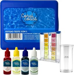 Kit Teste Piscina 3 em 1 CORAL COAST pH Cloro e Alcalinidade com Estojo Completo