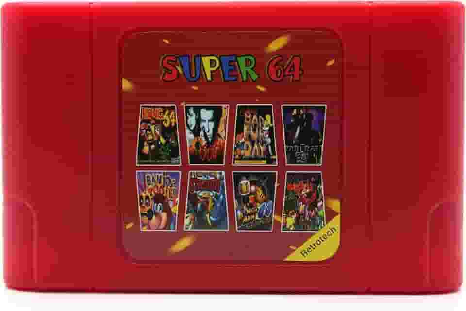 Retrotech Super 64 Plus 340 In 1 Multi Game Cartridge For Nintendo N64 Video Game Console